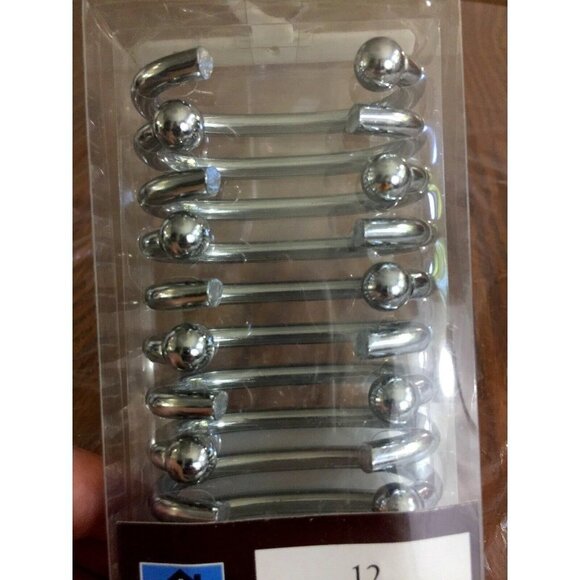 Deluxe Metal Shower Hooks 12 Silver Colored Metal Ball Hooks Living Home New - Picture 5 of 6